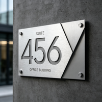 Plaque murale personnalisée pour hôpital ou clinique, numéro de porte en acier inoxydable brossé, lettres et chiffres en relief 3D