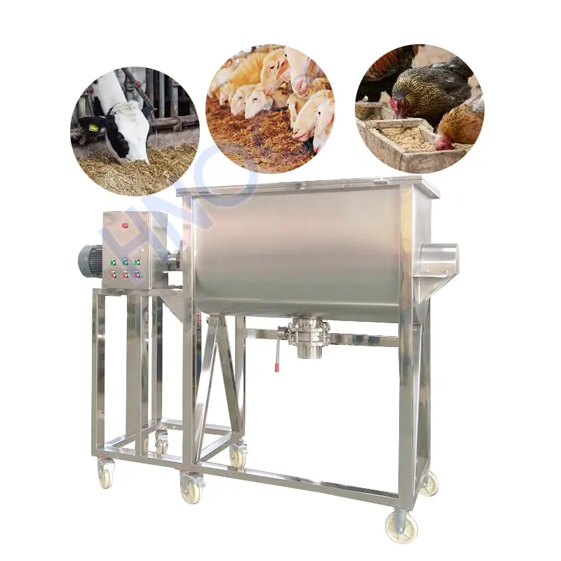China 100 Kg Cement Granule Mixer Premix Cattle Animal Feed Mill and Mini Horizontal Feed Mixer for Sale