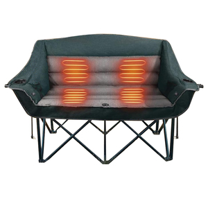 เก้าอี้พับคู่แบบพกพาสำหรับตั้งแคมป์กลางแจ้ง Kejie พร้อมเบาะรองนั่งและที่วางแขน สำหรับใช้ที่ชายหาด สวนสาธารณะ หรือใช้เป็นเก้าอี้อุ่นในสวน - Product Image 3