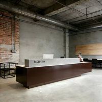 Bureau de réception multifonctionnel en bois de style industriel minimaliste et créatif pour hall d'hôtel, comptoir de bar, bureau, gîte
