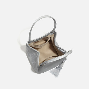 New Chinese Style <b>Bag</b> Vegetable <b>Basket</b> Bucket <b>Bag</b> Satin Shoulder Crossbody Handbag Silver Handbag Women - Product Image 4