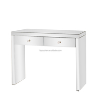Table console miroir à 2 tiroirs en bois massif avec façade miroir Design européen pour salon, hall, salle de bain, meubles de maison