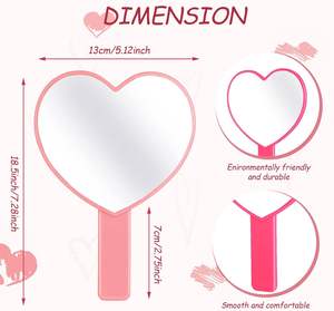 Espejo de Maquillaje de Bolsillo Portátil, Vintage, Personalizado, Mini Espejo de Mano con Forma de Corazón Rosa, con Logotipo - Product Image 2