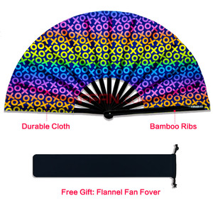 Éventail à main en tissu de bambou réfléchissant UV, impression personnalisée, grande fête, <span class=keywords><strong>Freaky</strong></span> Rave, éventail de danse pliable - Product Image 3