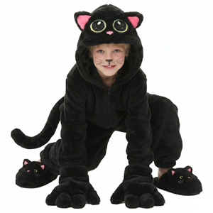 Costume de chat noir pour enfants, tenue de spectacle d'Halloween, costume d'animal avec queue et pattes, tenue de cosplay pour enfants - Product Image 1