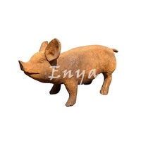 Statue de cochon réaliste grandeur nature en fonte et résine, décoration rustique pour jardin extérieur