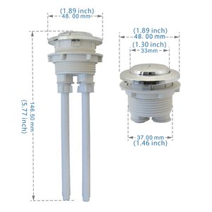 Botón Universal de Descarga para Inodoro de 38mm, Botón de Cisterna de Doble Descarga, Reemplazo con Altura Ajustable, Cromado, de Empuje Superior, 1 Unidad - Product Image 4