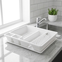 Grand égouttoir à vaisselle multifonctionnel en plastique pour assiettes, bols et ustensiles de table