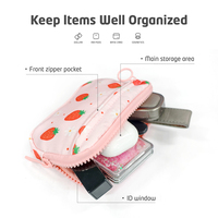 Dompet Koin Poliester Tahan Lama Unisex, Dompet Pendek Kecil dengan Resleting, Tempat Kartu, Gantungan Kunci, Tas Clutch