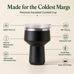 Gobelet à cocktail personnalisé avec logo, 16 oz (470 ml), double paroi, isolé sous vide, en acier inoxydable, avec couvercle et paille - Product Image 3
