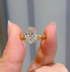Xinfly 18K Solid Real Gold Trendy DE VS1 3CT <b>Solitaire</b> IGI Lab Grown Diamond Oval Cut <b>Ring</b> for Wedding Engagement - Product Image 4
