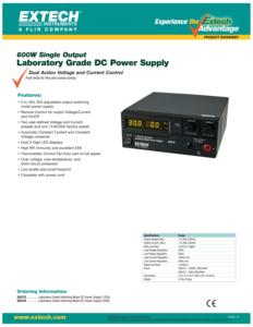 Alimentation électrique réglable Extech 600W, plage 0-1000V, précision 0,1, affichage numérique, matériau ABS, modèle de laboratoire 382275 - Product Image 3