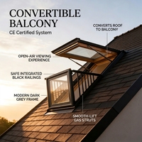 Fenêtre de toit en aluminium étanche de style moderne, transformable en balcon, pour ventilation de salle de bain ou grenier