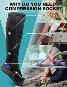 Rendimiento deportivo al aire libre calcetines negros hasta la rodilla calcetines largos de senderismo personalizado correr compresión logo calcetines diseño - Product Image 2