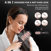 Sèche-cheveux professionnel OEM 5-en-1 ionique infrarouge en céramique, brosse lissante et bouclante, 3 vitesses, haute vitesse, avec buse diffuseur d'air chaud