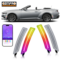 4PCS Lampu Reflektor Bumper RGB untuk Ford Mustang S650 2024-Keatas, Lampu Penanda Samping Depan Belakang, Set Lampu
