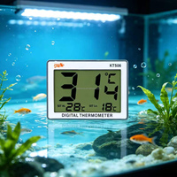 Termometer Digital Akuarium dengan Alarm Suhu, Penunjuk Suhu di Dalam Akuarium, Stiker Perekat 3M di Belakang, Pengukur Akuarium Baterai LR44