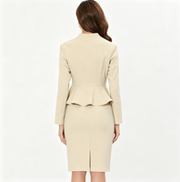 Costume deux pièces sur mesure OEM, blazer à col en V et jupe crayon, vêtements de travail formels pour femmes, vêtements de bureau pour femmes