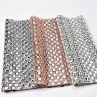 Autocollant auto-adhésif en strass, 24x40cm, 8Mm, 10Mm, carré en verre, cristal, garniture en maille, feuille de tissu, bricolage, application pour sacs, robe, artisanat