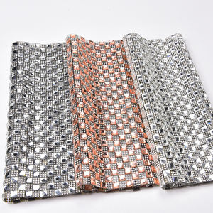 Autocollant auto-adhésif en strass, 24x40cm, 8Mm, 10Mm, carré en verre, cristal, garniture en maille, feuille de tissu, bricolage, application pour sacs, robe, artisanat - Product Image 5