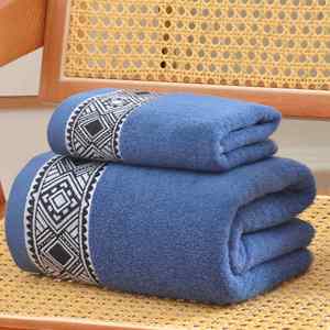 Custom Luxury Cotton Bath <b>Towel</b> Set Quick-Drying Woven Geometric Pattern <b>Embroidered</b> Home Hotel Bathroom - Product Image 3