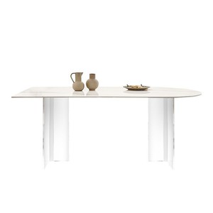 Mesa de Comedor Acrílica Ovalada Estilo Crema con Juego de 4 Sillas, Muebles de Comedor que Ahorran Espacio - Product Image 5