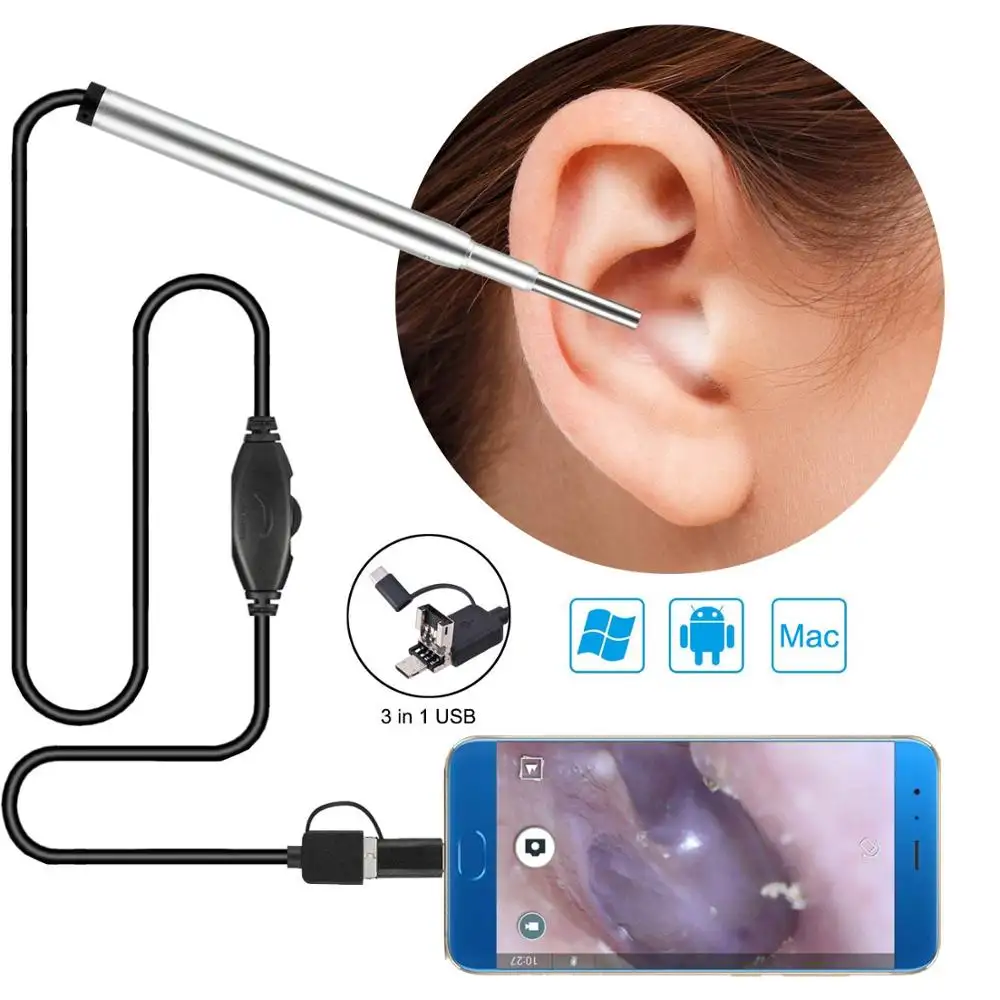 3 in 1ear endoscope camera 3.9mm Medical Endoscope Camera Ear Nasal Endoscope usb otoscope