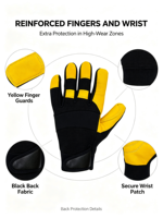 Sarung Tangan Kulit Sapi HAIYI Berlapis Bulu Anti-Selip dengan Penutup Gesper di Telapak Tangan, Perlindungan UV, untuk Bersepeda Cuaca Dingin, Olahraga Luar Ruangan, Unisex