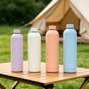 Casual Daily Water <b>Bottle</b> 304 Steel Heat Insulated Slim Mouth Rubber Coated Easy Carry Portable Drinking <b>Bottle</b> - Product Image 5