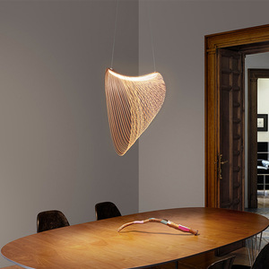 Japanese Style Wooden Pendant <b>Light</b> Oval Shape Led Single Head Chandelier For Living Room <b>Dining</b> Room Cafe Home Decor - Product Image 3