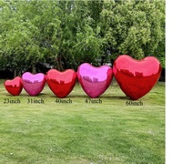 Ballon publicitaire personnalisé élégant en forme de cœur rouge en PVC gonflable, sphère miroir, imperméable, imprimé UV, facile à installer, personnalisé