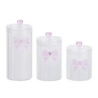 Ensemble de 3 pots en verre borosilicate avec poignée en forme de cœur, récipients de stockage pour aliments secs de cuisine, compatibles lave-vaisselle