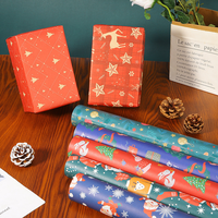 Papier d'emballage de Noël biodégradable de haute qualité, imprimé numériquement en rose, en gros, pour l'emballage de cadeaux