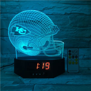 خوذة كرة القدم الرجبي مع مصباح ليلي ثلاثي الأبعاد بتأثير الوهم البصري ومستشعر لمس وساعة منبه وتحكم عن بعد وإضاءة RGB، هدية ترويجية للأطفال - Product Image 5