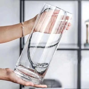 Vase en verre droit Transparent salon hydroponique eau de culture bambou détection avancée Arrangement de fleurs décoration maison - Product Image 1