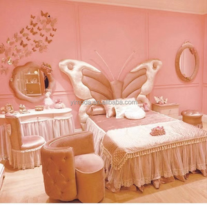 Haut de gamme princesse enfant papillon lit <span class=keywords><strong>en</strong></span> bois massif Antique sculpté à la main lits <span class=keywords><strong>en</strong></span> bois palais de luxe princesse rose lit - Product Image 2