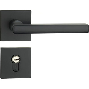 Kenop Pintu Interior Mewah Modern Italia Warna Hitam Doff, Gagang Kunci Tuas Persegi Aluminium Seng Eropa, Aksesoris Mortise untuk Hotel - Product Image 1