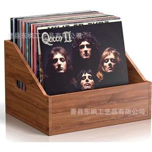 Organizador de discos de madera con asas, caja de almacenamiento de álbumes de madera maciza para exhibir colecciones de vinilos - Product Image 4