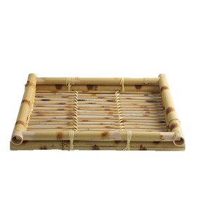 Bandeja de servir de bambú tejida a mano, plato rectangular para exhibición comercial en restaurantes - Product Image 1