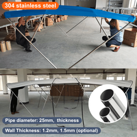 Bâche de protection solaire imperméable en toile, bateau pneumatique commercial à 2 arceaux en aluminium, tente de bateau de pêche gonflable