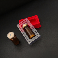Boîte de 10 ml à 1 compartiment, transparente, blanche et rouge, en PET, pour flacon unique, plateau alvéolé pour poudre lyophilisée, pour bouteille de poudre lyophilisée