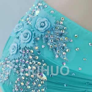 Produttori custom green lyric dance dress <span class=keywords><strong>pole</strong></span> dance gonna performance dress stage clothing - Product Image 3