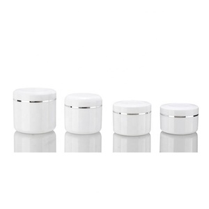 50g 100g 250g Skin Care Cream Cosmetic Packaging Plastic White Double Layer pp Plastic Cream Jar with Silver Gold Line - Product Image 6