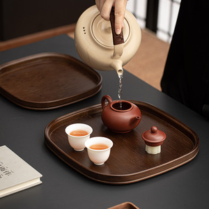 Bamboo Breakfast <b>Tray</b> With Handle <b>Tea</b> Serving <b>Tray</b> Solid Color Retro Design For Hotel Coffee <b>Tea</b> Drinks - Product Image 2