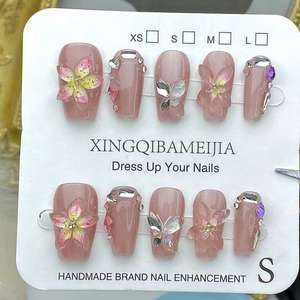 Diamantes de imitación hechos a mano prensa en las uñas Venta caliente ataúd mediano uñas humanas para vender precio al por mayor prensa en las uñas - Product Image 4