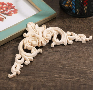 Appliques et décorations murales en bois massif EFS, gravées et sculptées, motif floral, pour meubles DIY (Chêne/Bois de Tilleul) - Product Image 3