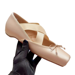 Zapatillas Planas Estilo Mary Jane Vintage de Moda 2026 con Tiras Cruzadas para Mujer, Estilo Francés, Parte Superior de Satén, Otoño-Verano - Product Image 1