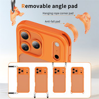 Coque de téléphone antichoc translucide mate pour iPhone 17 16 15 Pro Max, anti-chute, orange, en TPU+acrylique avec trou pour cordon amovible