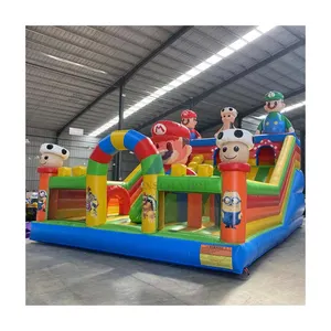 Apexscn Castelo inflável inflável para crianças, corrediça de golfinhos de grau comercial, material de PVC com acessório de soprador