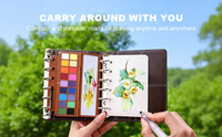 Coffret Cadeau Bview Art : Carnet à Anneaux Portable Rechargeable avec Bloc de Dessin de Voyage pour Aquarelle et Outils de Papeterie Complets
